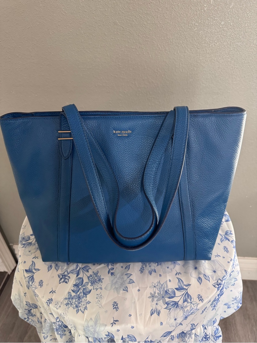 kate spade blue pebbled leather tote